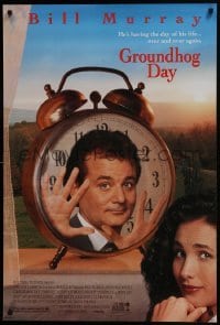 4c630 GROUNDHOG DAY 1sh 1993 Bill Murray, Andie MacDowell, directed by Harold Ramis!