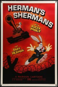4c646 HERMAN'S SHERMANS Kilian 1sh 1988 great image of Roger Rabbit running from Baby Herman in tank!