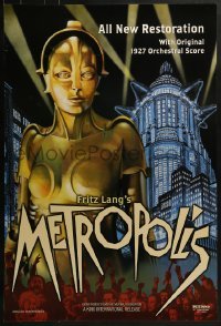 4c752 METROPOLIS DS 1sh R2002 Fritz Lang classic, Brigitte Helm as the robot, New Tower of Babel!