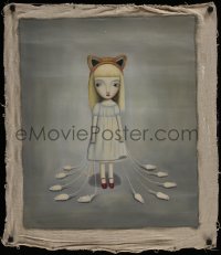 4c306 UNKNOWN ARTWORK 25x30 oil painting 2000s girl with many mice, tribute to Mark Ryden's art!