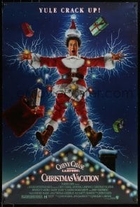 4c775 NATIONAL LAMPOON'S CHRISTMAS VACATION DS 1sh 1989 Consani art of Chevy Chase, yule crack up!