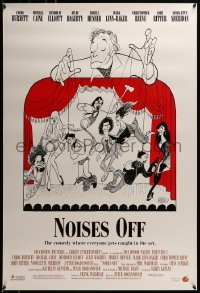 4c780 NOISES OFF DS 1sh 1992 great wacky Al Hirschfeld art of cast as puppets!