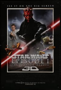 4c791 PHANTOM MENACE advance DS 1sh R2012 Star Wars Episode I in 3-D, different image of Darth Maul!