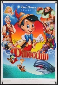 4c796 PINOCCHIO DS 1sh R1992 images from Disney classic fantasy cartoon!