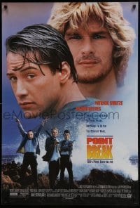 4c801 POINT BREAK 1sh 1991 Keanu Reeves, Patrick Swayze and gang in masks, robbery & surfing!