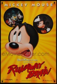 4c849 RUNAWAY BRAIN DS 1sh 1995 Disney, great huge Mickey Mouse Jekyll & Hyde cartoon image!