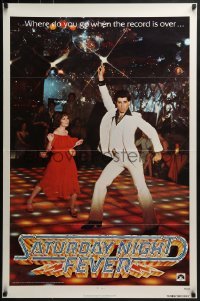 4c853 SATURDAY NIGHT FEVER teaser 1sh 1977 best image of disco John Travolta & Karen Lynn Gorney!