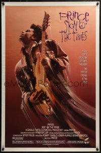 4c864 SIGN 'O' THE TIMES 1sh 1987 rock and roll concert, great image of Prince w/guitar!