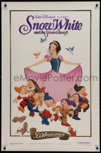 4c874 SNOW WHITE & THE SEVEN DWARFS foil 1sh R1987 Walt Disney animated cartoon fantasy classic!