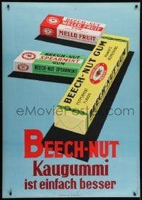 4c183 BEECH-NUT 36x51 Swiss advertising poster 1960s great image of three packs of gum!