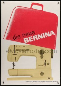 4c185 BERNINA 36x50 Swiss advertising poster 1963 great art of case over sewing machine!