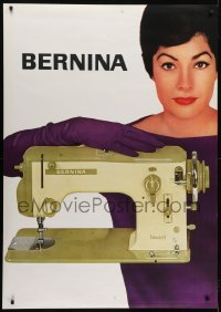 4c186 BERNINA 36x51 Swiss advertising poster 1959 sexy woman with hand on sewing machine!