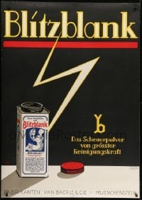 4c188 BLITZBLANK 36x50 Swiss advertising poster 1935 art of scouring powder can by Hubert Saget!