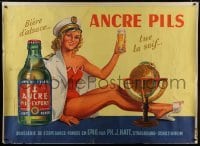 4c190 BRASSERIE DE L'ESPERANCE 46x63 advertising poster 1955 art of sexy woman and glass of beer!