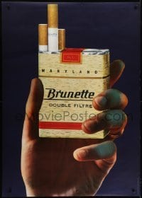 4c191 BRUNETTE 36x50 Swiss advertising poster 1962 great image of hand holding cigarette pack!