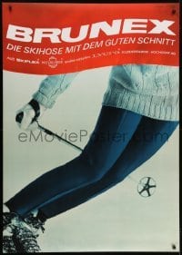 4c192 BRUNEX 36x50 Swiss advertising poster 1967 close-up image of sexy woman skiing by Kuhn!