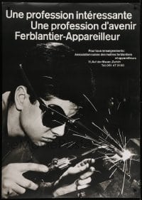 4c138 FERBLANTIER-APPAREILLEUR 36x50 Swiss special poster 1960s cool image of a welder at work!