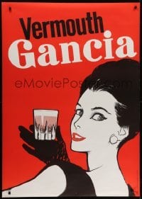 4c210 GANCIA 36x50 Swiss advertising poster 1963 art of sexy woman and glass of sparkling wine!