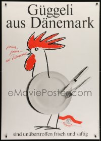 4c217 GUGGELI AUS DANEMARK 36x50 Swiss advertising poster 1962 art/image of the chicken logo!
