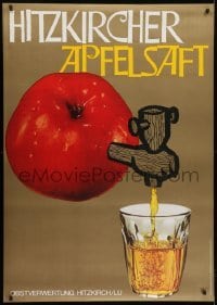 4c223 HITZKIRCHER APFELSAFT 36x51 Swiss advertising poster 1966 apple w/ spigot, Bischof & Bichsel!