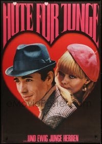 4c225 HUTE FUR JUNGE 36x51 Swiss advertising poster 1966 an image of a man and woman in heart!