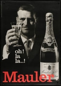 4c258 MAULER 36x51 Swiss advertising poster 1962 close-up of happy man with champagne!