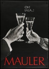 4c255 MAULER 36x50 Swiss advertising poster 1967 close-up image of a champagne toast!