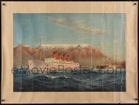 4c018 MAURICE RANDALL 36x48 art print 1930s cool artwork of cruise ship leaving port by the artist!