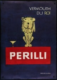 4c267 PERILLI 36x50 Swiss advertising poster 1957 Reinwald art of lion sitting next to martini!