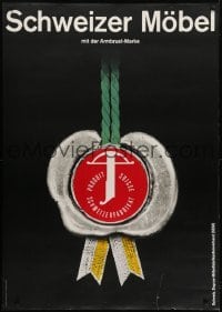 4c280 SCHWEIZER MOBEL 36x50 Swiss advertising poster 1960s cool image of the crossbow brand!