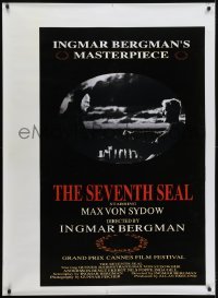 4c163 SEVENTH SEAL 34x47 special poster R1980s Ingmar Bergman's Det Sjunde Inseglet!