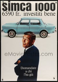 4c286 SIMCA taglines style 36x50 Swiss advertising poster 1963 great image of the car and man!