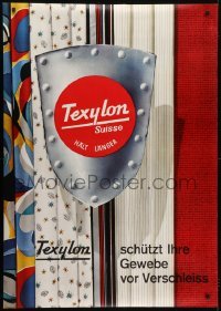 4c294 TEXYLON 36x51 Swiss advertising poster 1956 Texylon shield protecting bolts of cloth!