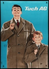 4c298 TUCH AG 36x50 Swiss advertising poster 1958 great image of man and boy over blue background!