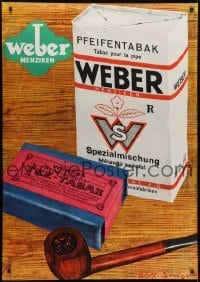 4c300 WEBER 36x50 Swiss advertising poster 1957 featuring Wolf Steiger art, pipe and tobacco!
