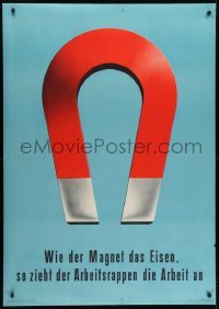 4c170 WIE DER MAGNET DAS EISEN 36x50 Swiss special poster 1941 Edi Hauri art of a magnet!