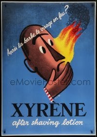 4c305 XYRENE 36x50 Swiss advertising poster 1940s H. A. Rey art of a man with a flaming face!