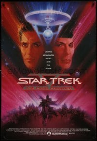 4c884 STAR TREK V 1sh 1989 The Final Frontier, art of William Shatner & Leonard Nimoy by Bob Peak!