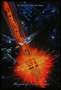 4c885 STAR TREK VI advance 1sh 1991 William Shatner, Leonard Nimoy, art by John Alvin!