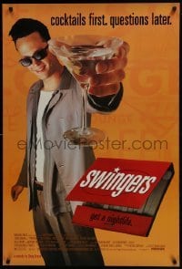 4c907 SWINGERS 1sh 1996 partying Vince Vaughn with giant martini, directed by Doug Liman!