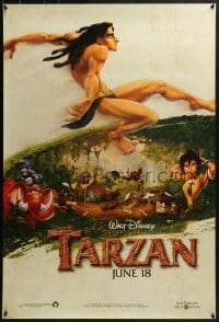 4c911 TARZAN teaser DS 1sh 1999 Walt Disney, Edgar Rice Burroughs, voice of Tony Goldwyn, great artwork!