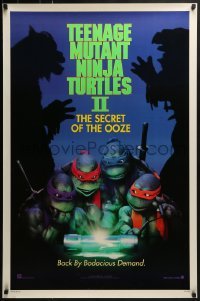 4c912 TEENAGE MUTANT NINJA TURTLES II teaser DS 1sh 1991 Secret of the Ooze, border design!