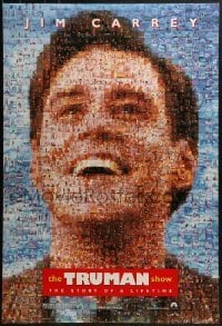 4c941 TRUMAN SHOW teaser DS 1sh 1998 really cool mosaic art of Jim Carrey, Peter Weir