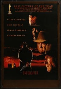 4c949 UNFORGIVEN awards 1sh 1992 gunslinger Clint Eastwood, Gene Hackman, Morgan Freeman, Harris!