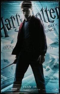 4c310 HARRY POTTER & THE HALF-BLOOD PRINCE vinyl banner 2009 Daniel Radcliffe with wand!