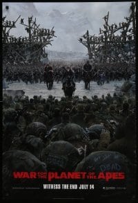 4c967 WAR FOR THE PLANET OF THE APES style C teaser DS 1sh 2017 Caesar and two large armies!