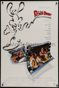 4c975 WHO FRAMED ROGER RABBIT 1sh 1988 Robert Zemeckis, Bob Hoskins, sexy Jessica Rabbit, Lloyd!