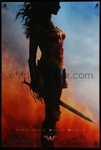 4c987 WONDER WOMAN int'l teaser DS 1sh 2017 sexiest Gal Gadot in title role/Diana Prince, profile!