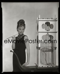 4d092 BREAKFAST AT TIFFANY'S 8x10 negative 1961 rare famous portrait of Audrey Hepburn by birdcage!