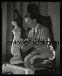 4d094 BUSTER KEATON 8x10 negative 1930 famous seated portrait with dramatic lightning by Hurrell!